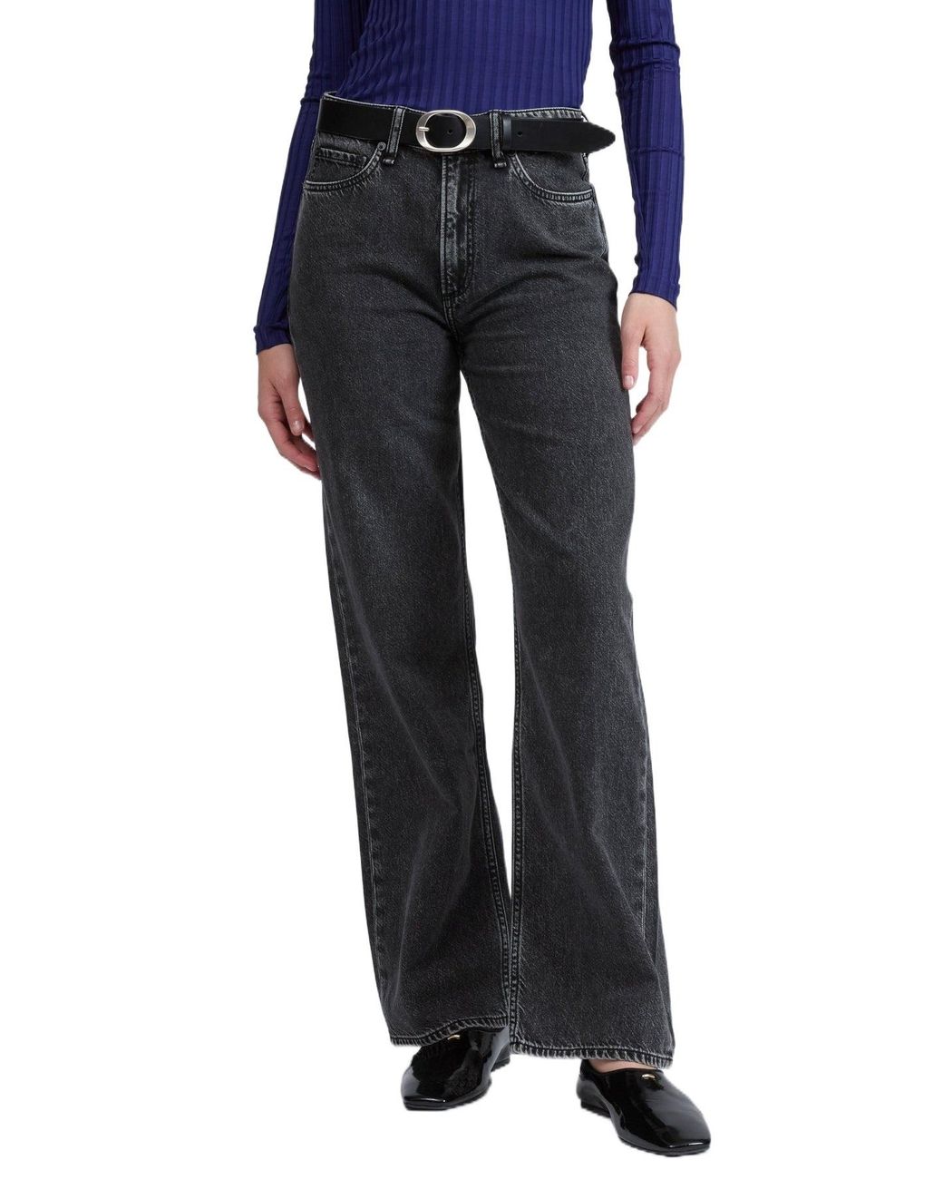 Rag & Bone Blue High-Rise Straight-Leg Jeans