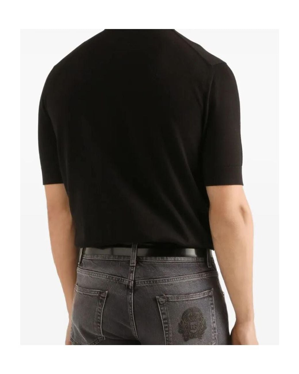 Dolce & Gabbana Black Heraldic Patch Polo Shirt for men