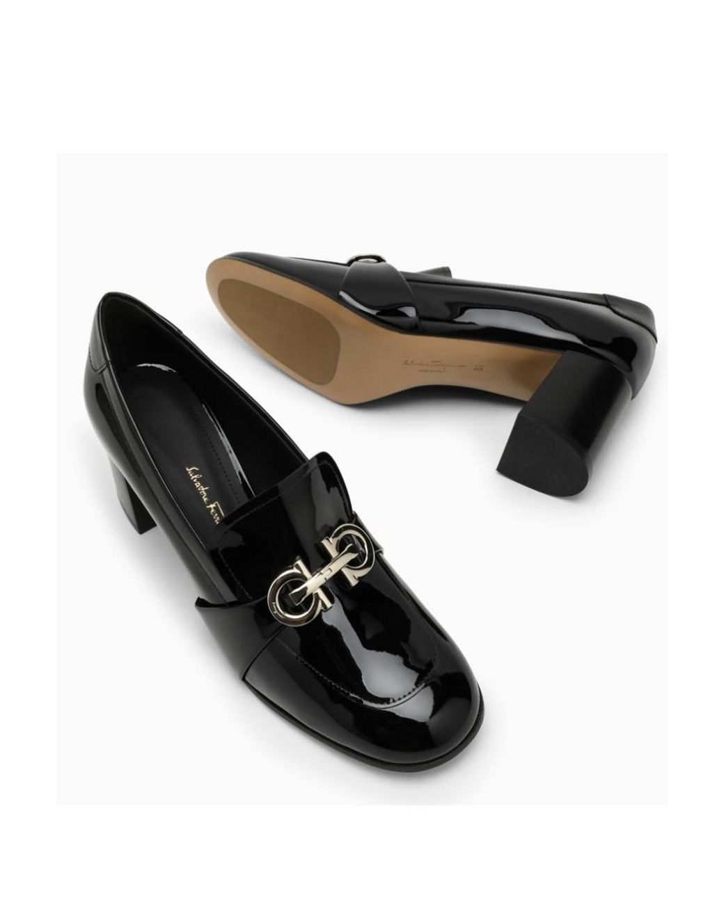 Ferragamo Black Logo High Heels