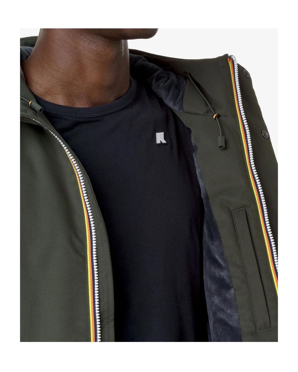 K-Way Green Logo Hooded Casual Jacket for men