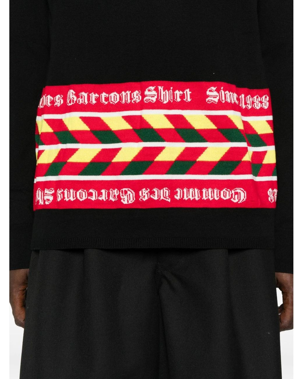 Comme des Garçons Black Geometric-Pattern Crew-Neck Sweater for men