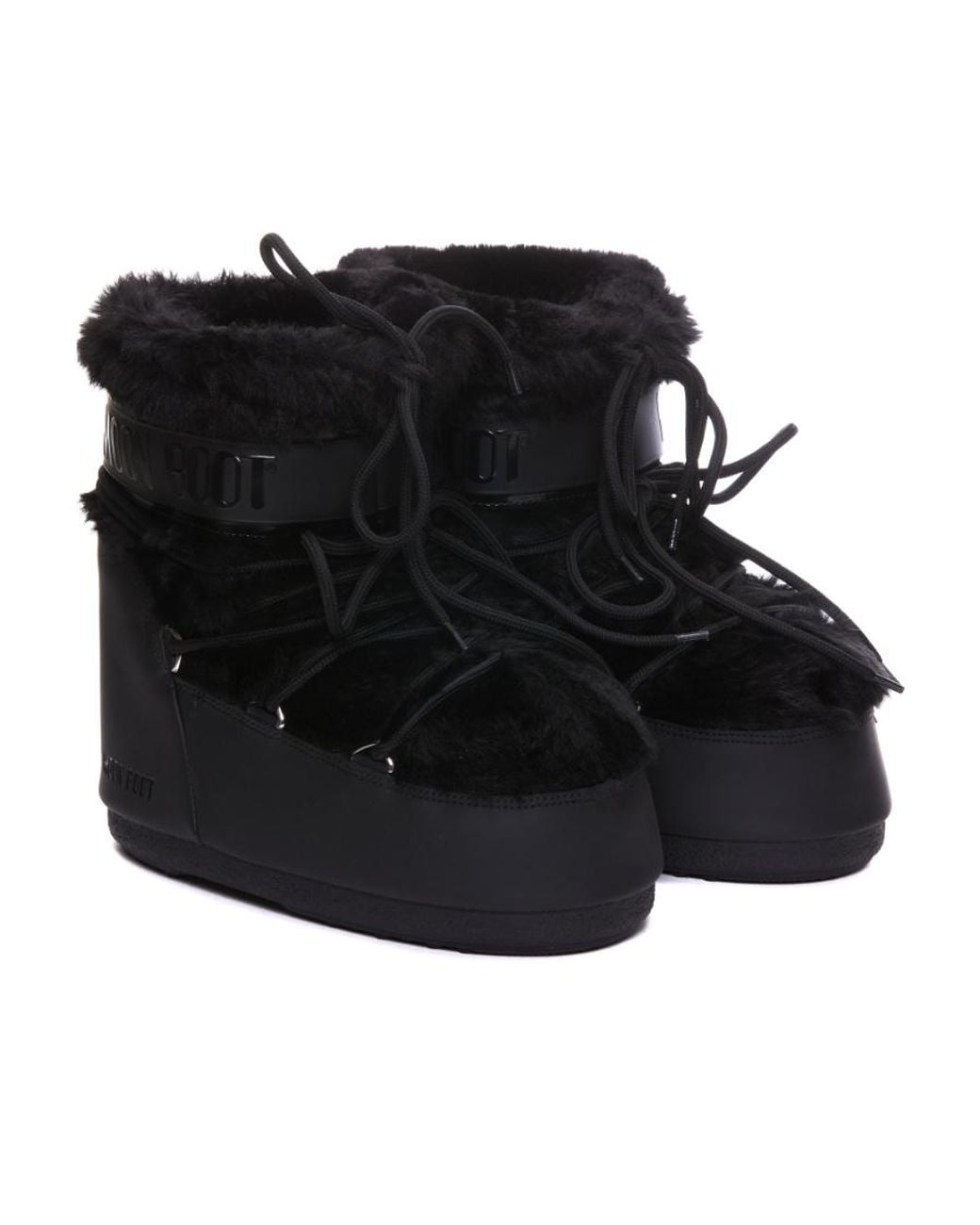Moon Boot Black Icon Low Faux-Fur Detail Boots