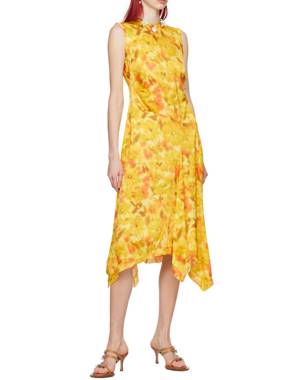 Acne Yellow Sleeveless Midi Dress