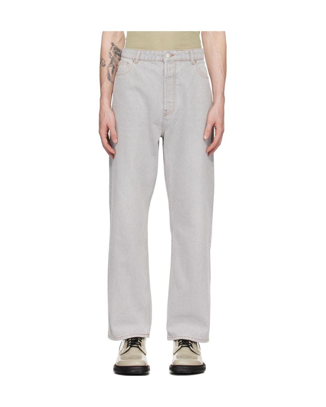 AMI Gray Ami Straight-Leg Jeans for men