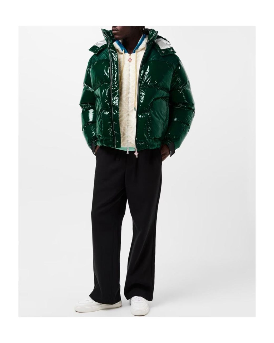Casablanca Green Printed Hooded Down Jacket for men