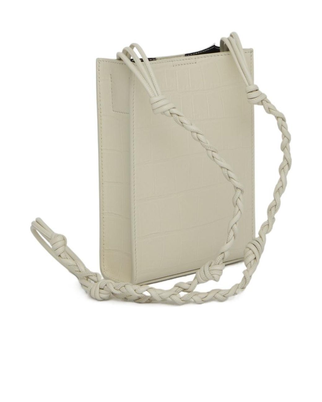 Jil Sander Natural Logo Embossed Crossbody Bag