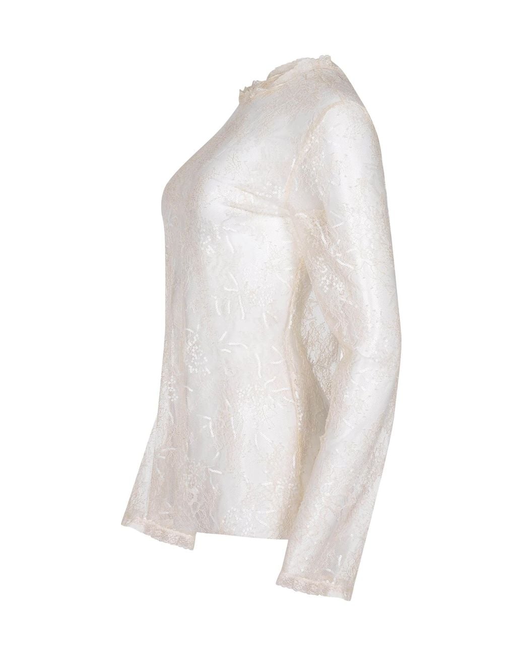 Alberta Ferretti White Embroidered Laced Blouse