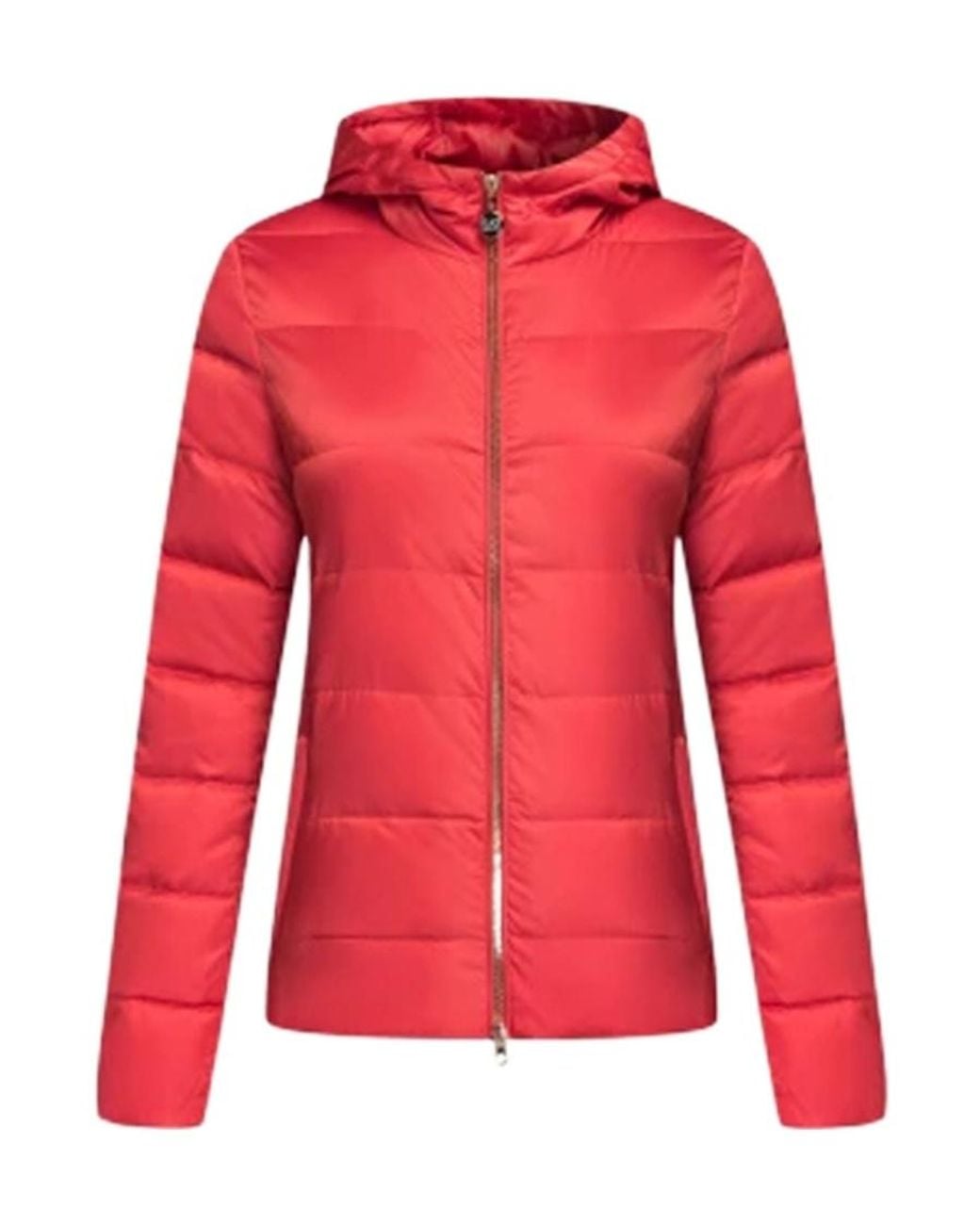 Emporio Armani Red Hooded Quilted Down Jacket