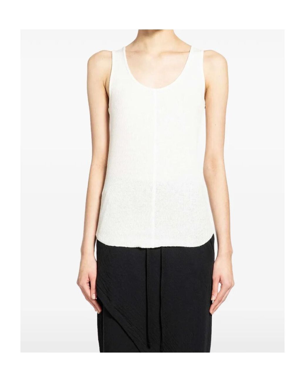 Thom Krom White Long Rib Tank Top