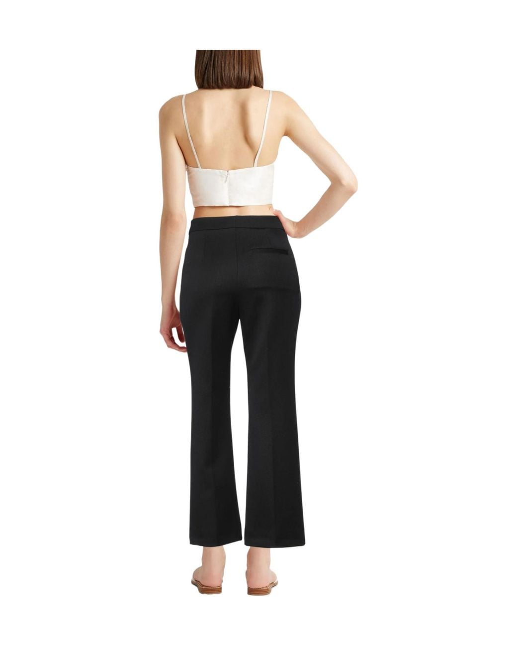 Tory Burch Black Minimalist Wool Wide-Leg Pants