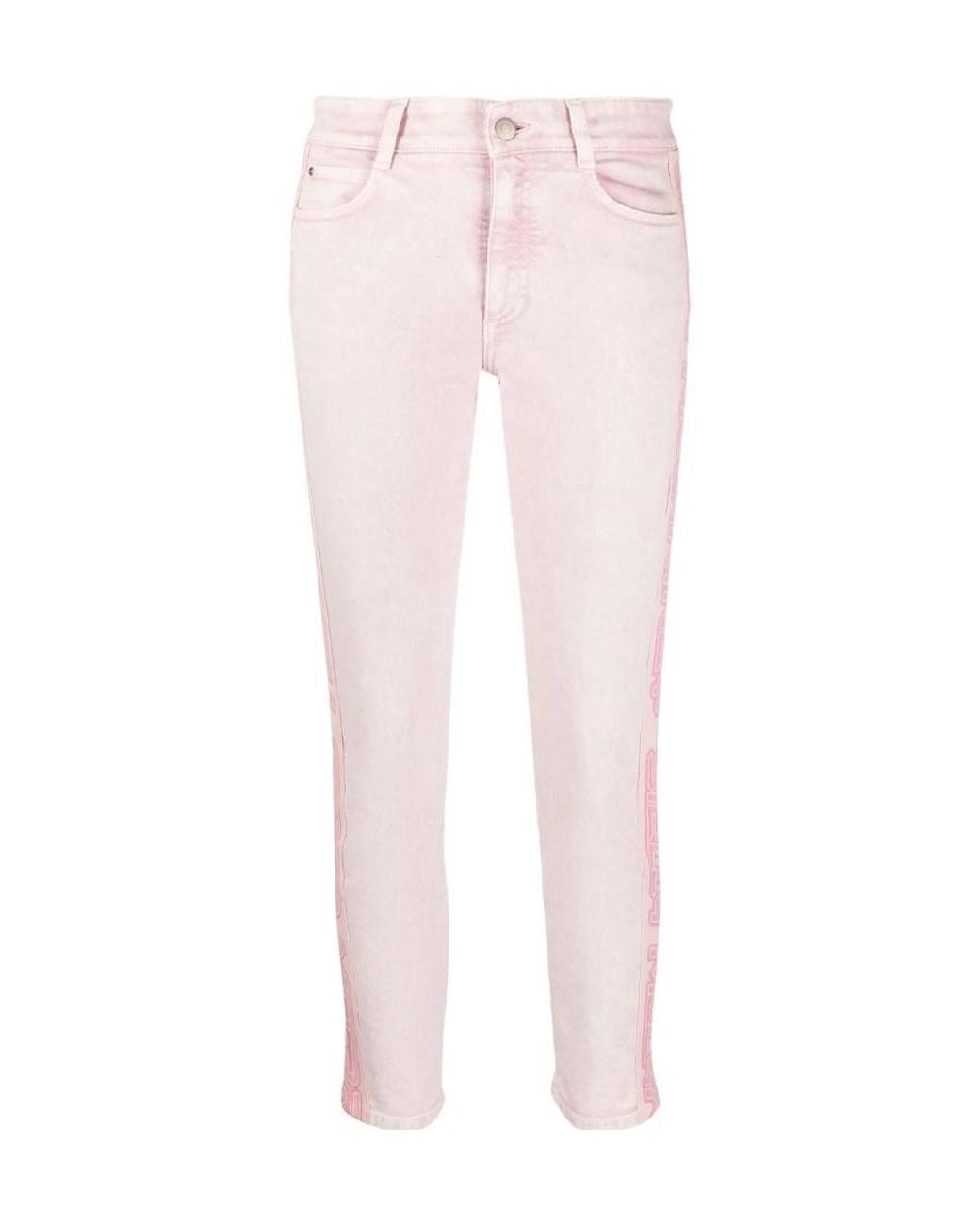 Stella McCartney Pink Logo Detailed Slim Fit Jeans