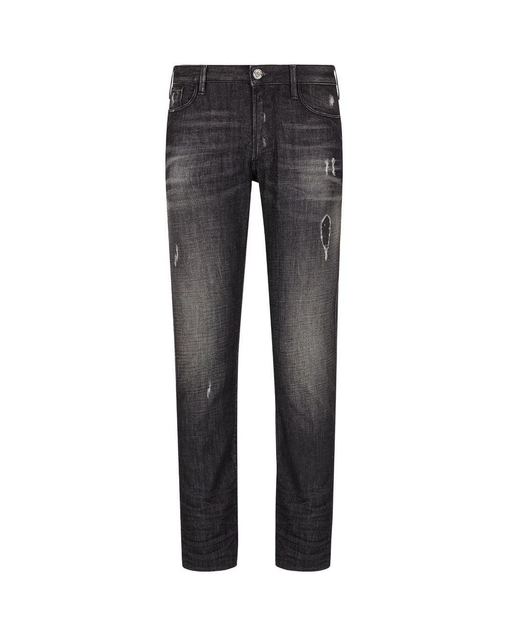 Emporio Armani Gray Distressed Jeans for men