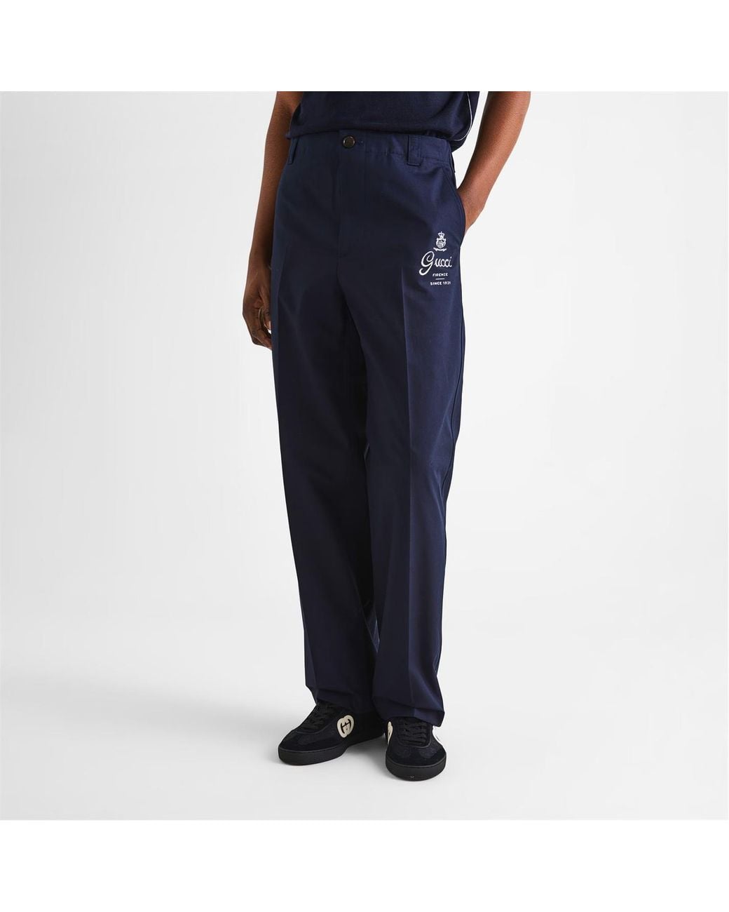 Gucci Blue Twill Trousers Sn61 for men