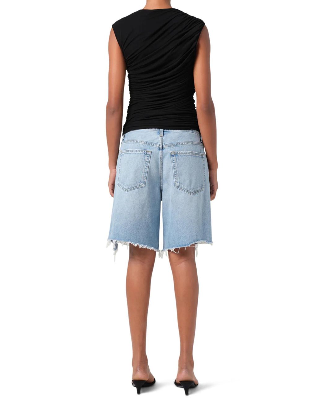 Agolde Blue Indra Distressed Denim Shorts
