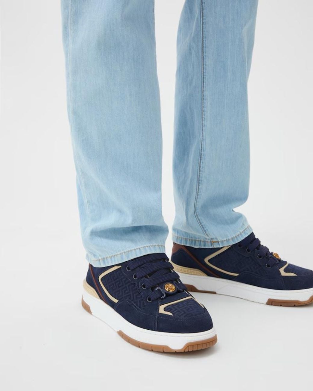 Versace Blue Biggie Basket Low Top Sneakers for men