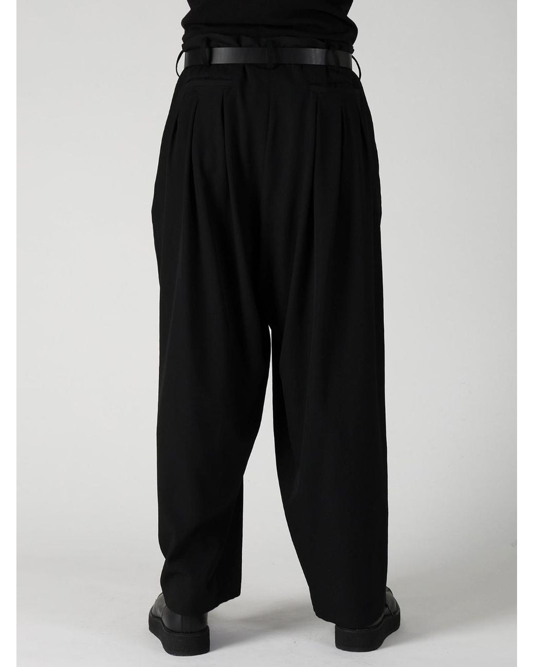 Yohji Yamamoto Black Pleated Wide-Leg Trousers for men