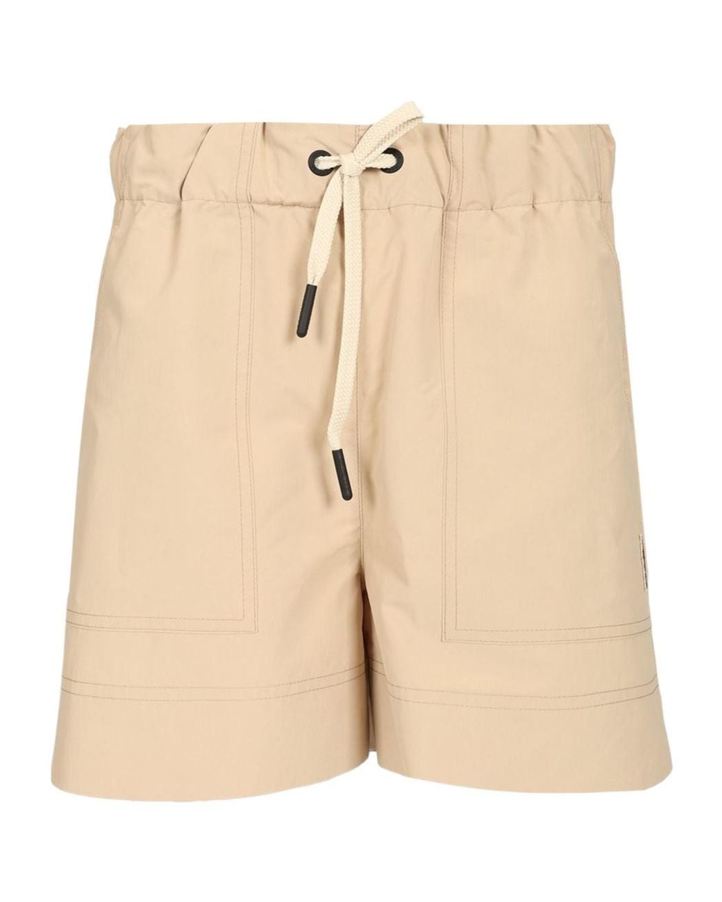 Moncler Natural Grenoble Logo Patch Drawstring Shorts