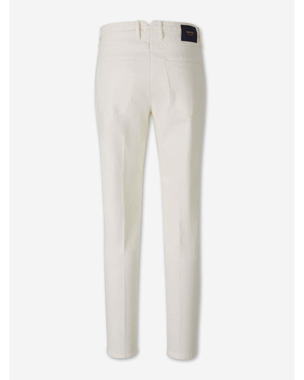 Incotex White Pleated Straight-Leg Trousers for men