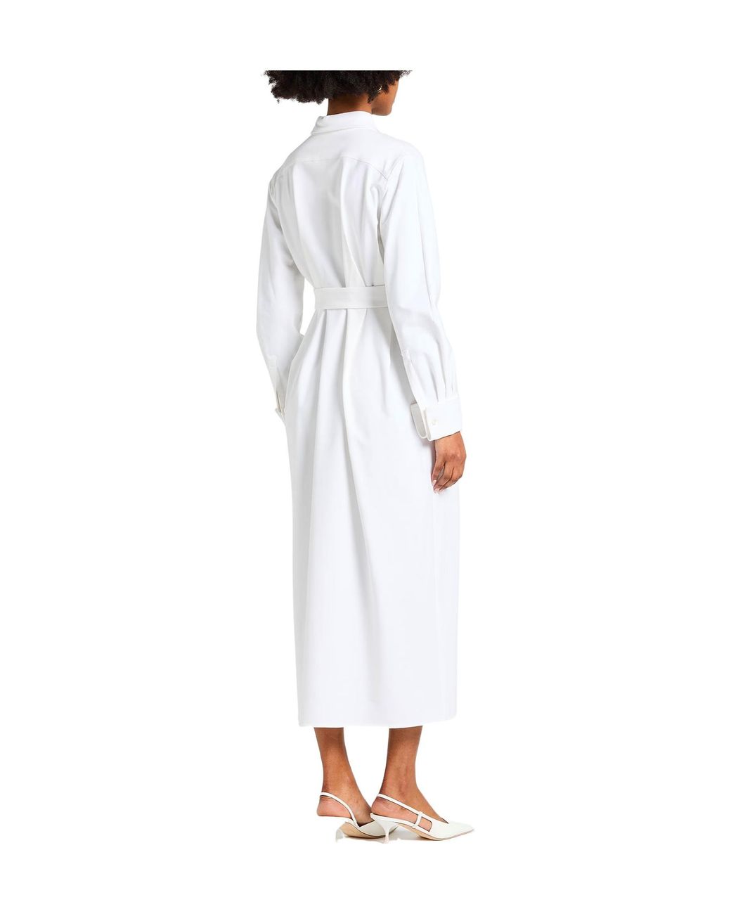 Max Mara White Maxi Dress Cotton, Elastane