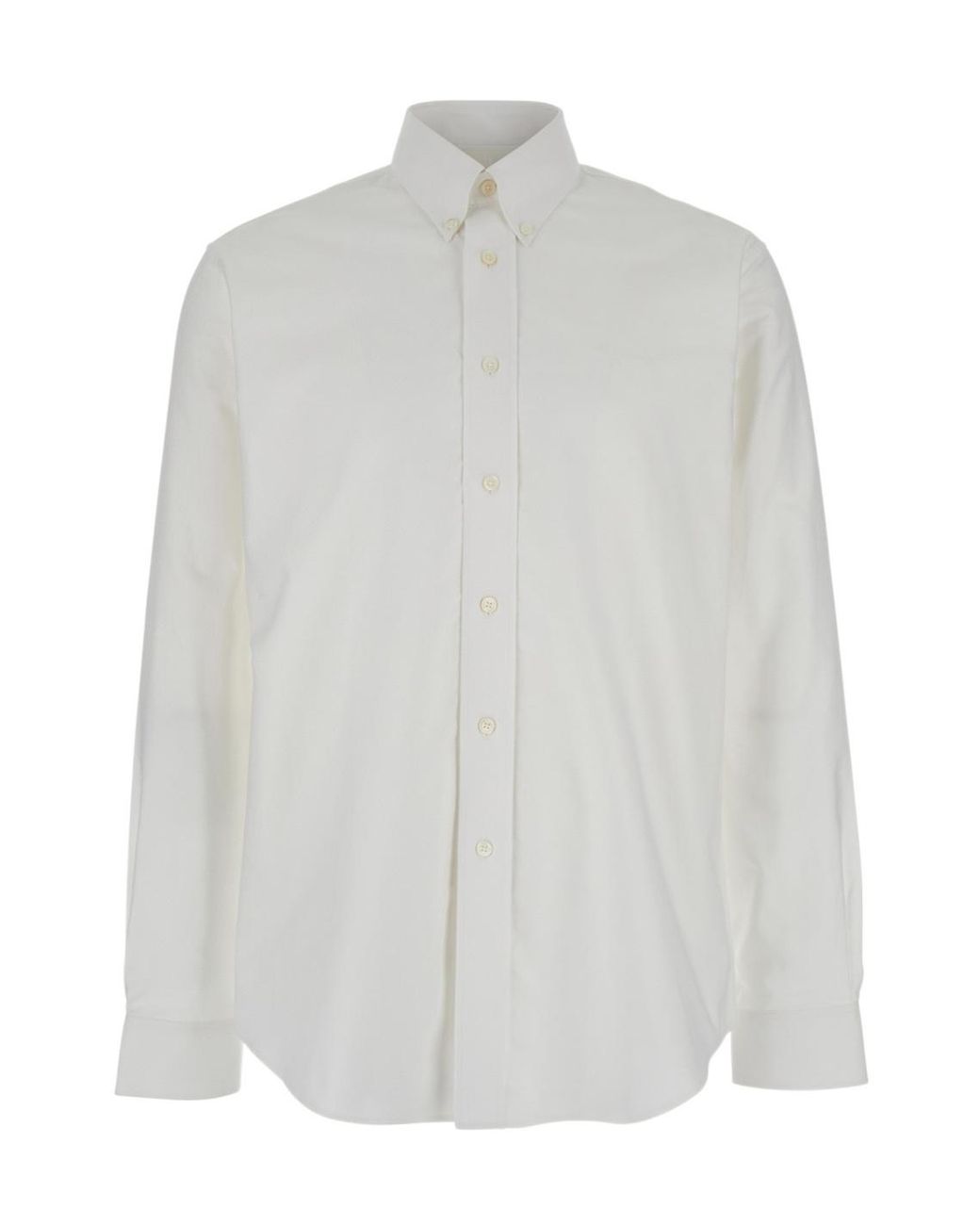 Givenchy White Logo Embroidered Long-Sleeved Shirt for men