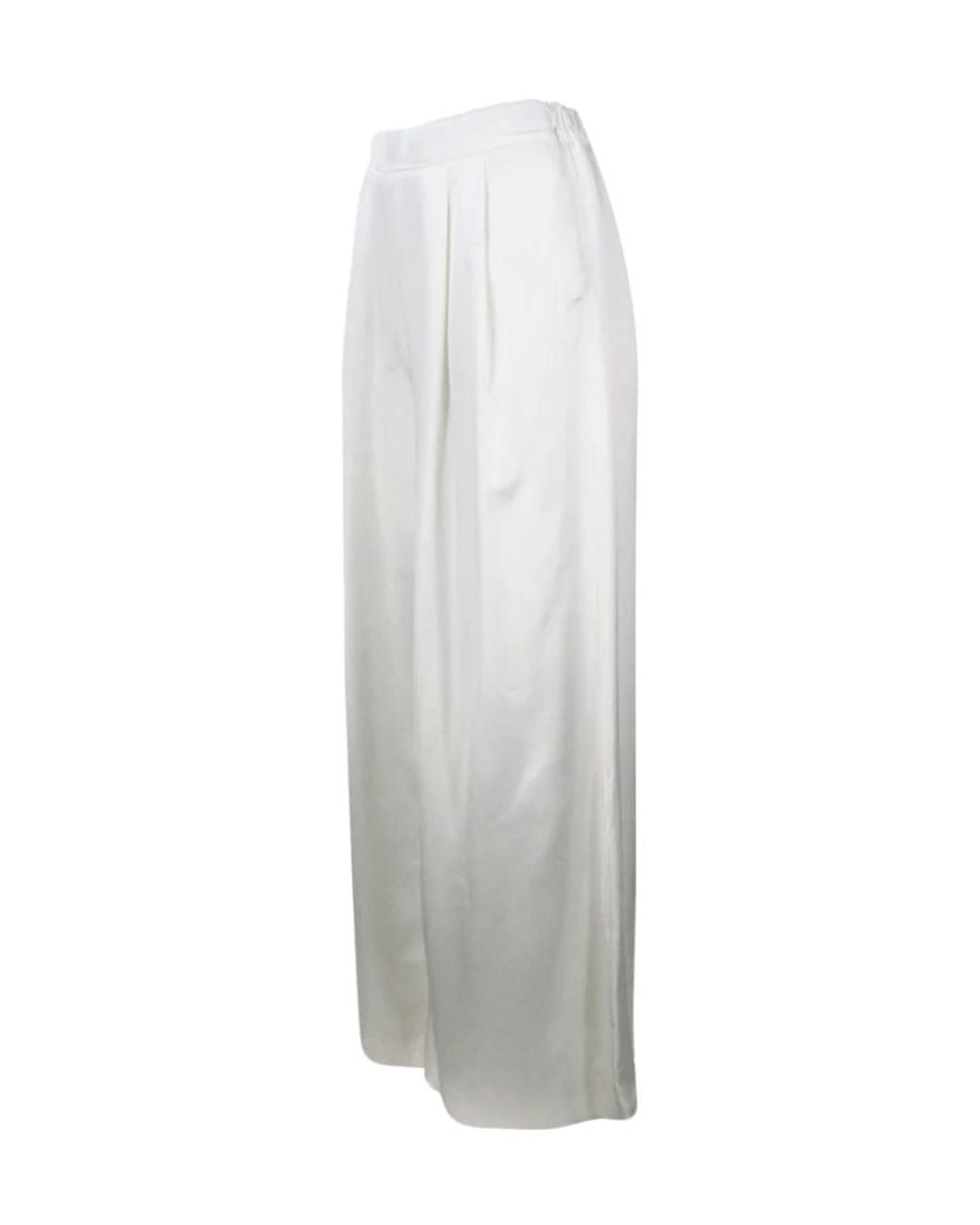 Fabiana Filippi White Wide-Legged Casual Pants With Elastic Edges