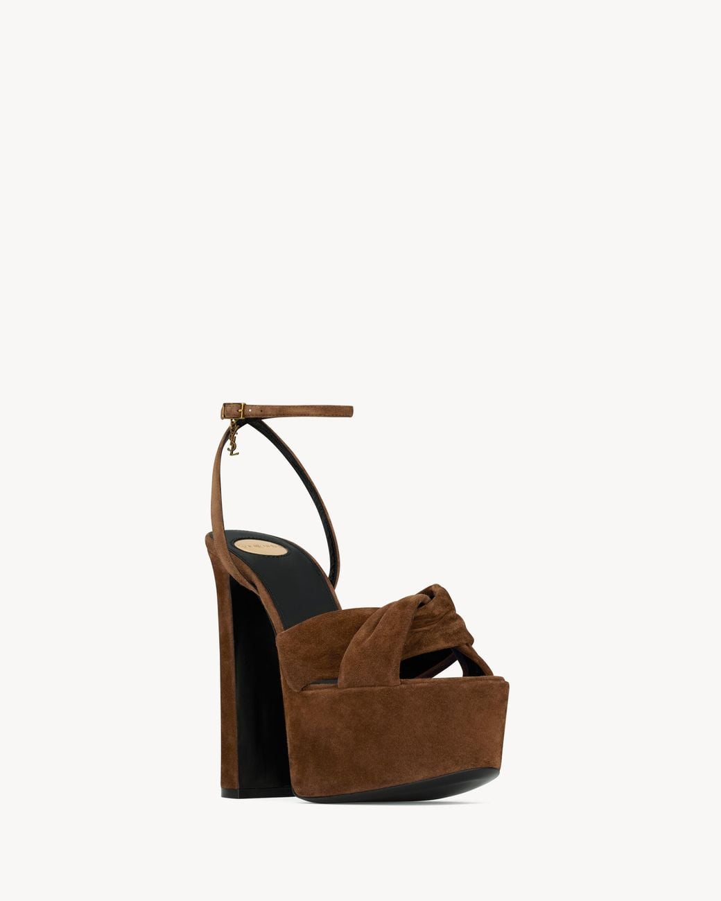 Saint Laurent Brown Franciane Platform Heeled Sandals