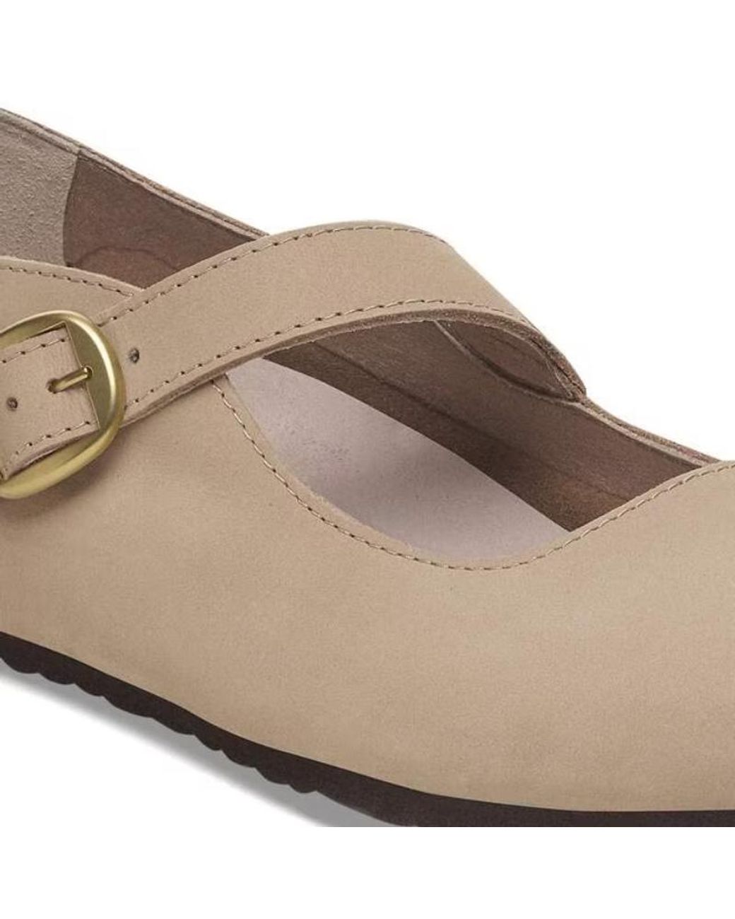 Birkenstock Natural Tracy Buckle-Strap Ballet Flats