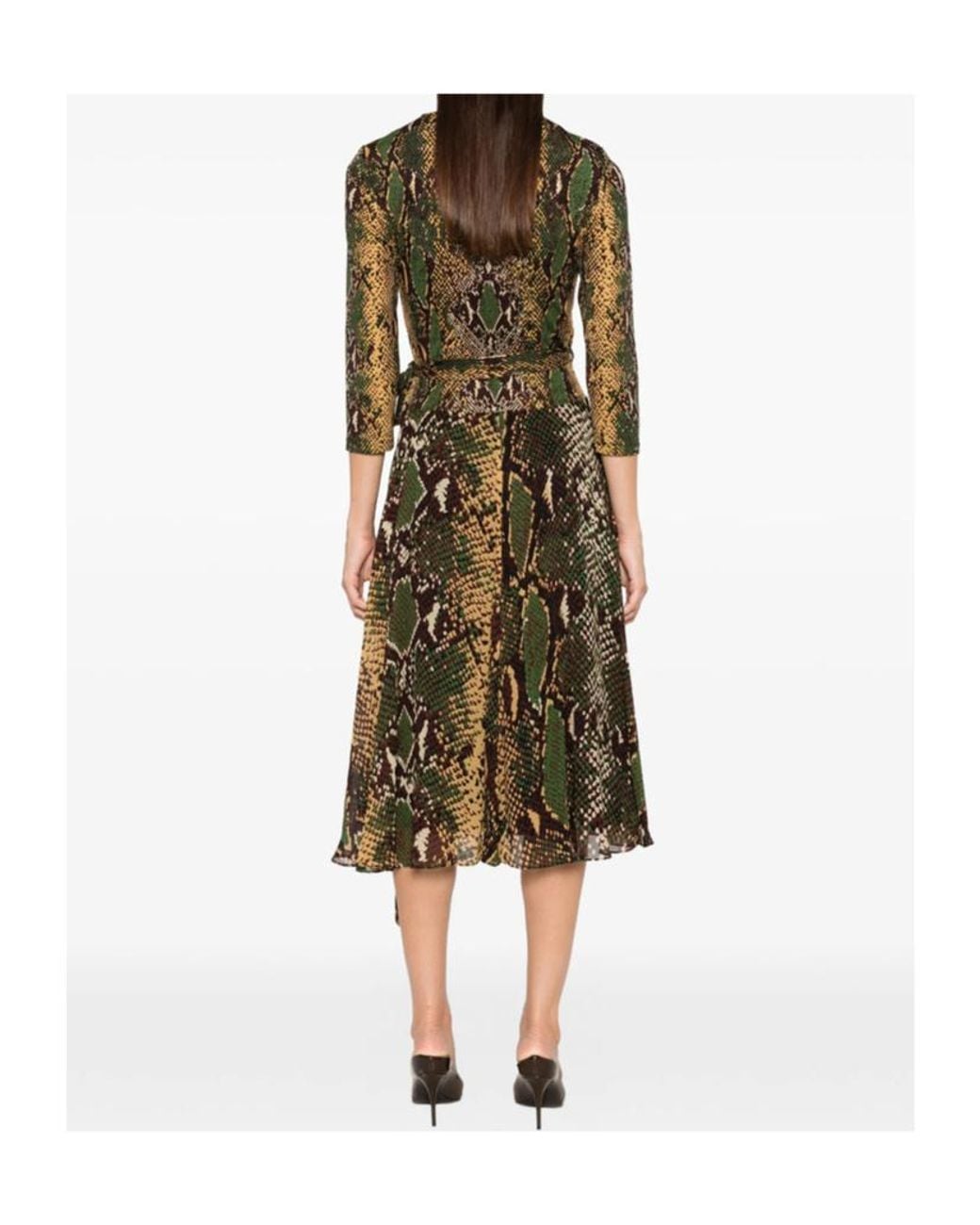 Diane von Furstenberg Green Irina Printed Midi Dress