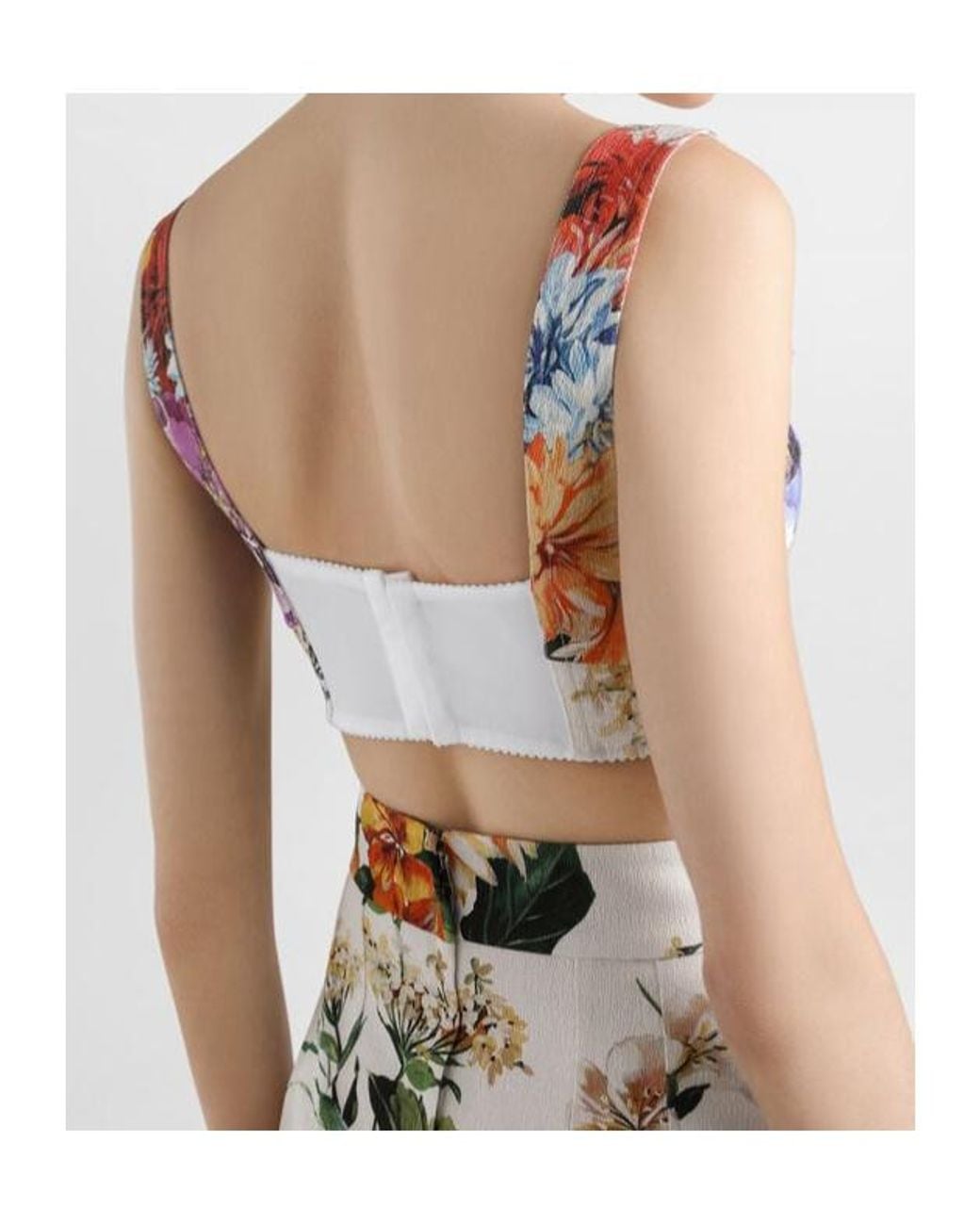 Dolce & Gabbana Pink Flower Bouquet-Printed Bustier Top