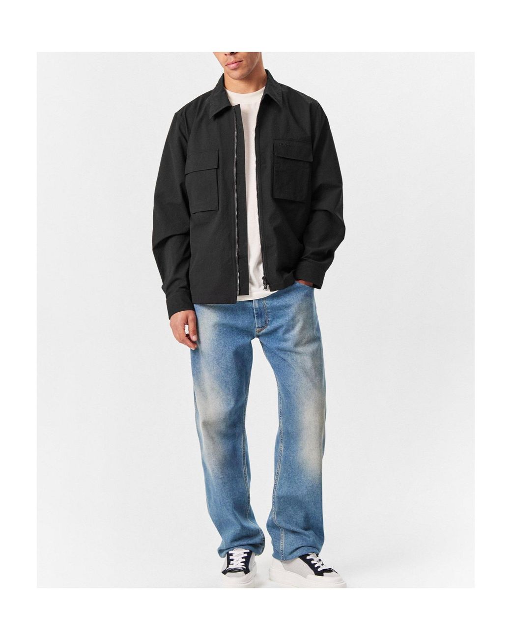 Boss Black Zip-Up Utility-Style Shirt Casual Jacket for men