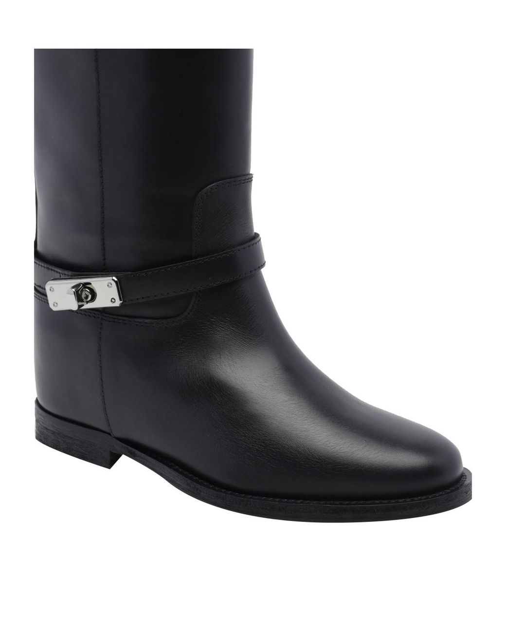 Via Roma 15 Black Padlock Knee-High Boots