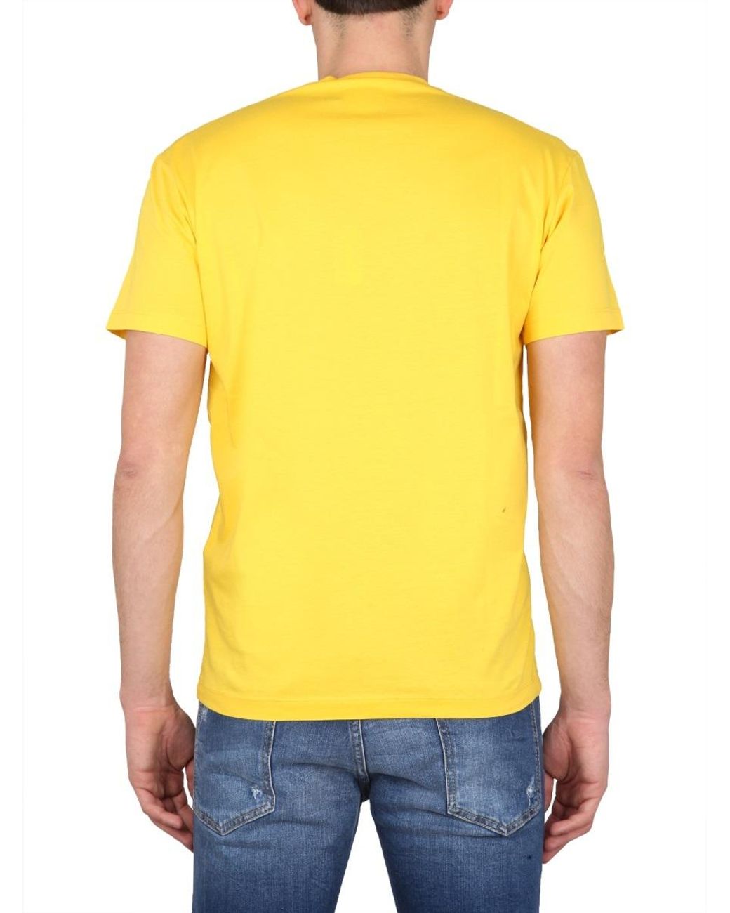 DSquared² Yellow Logo Printed Crewneck T-Shirt for men