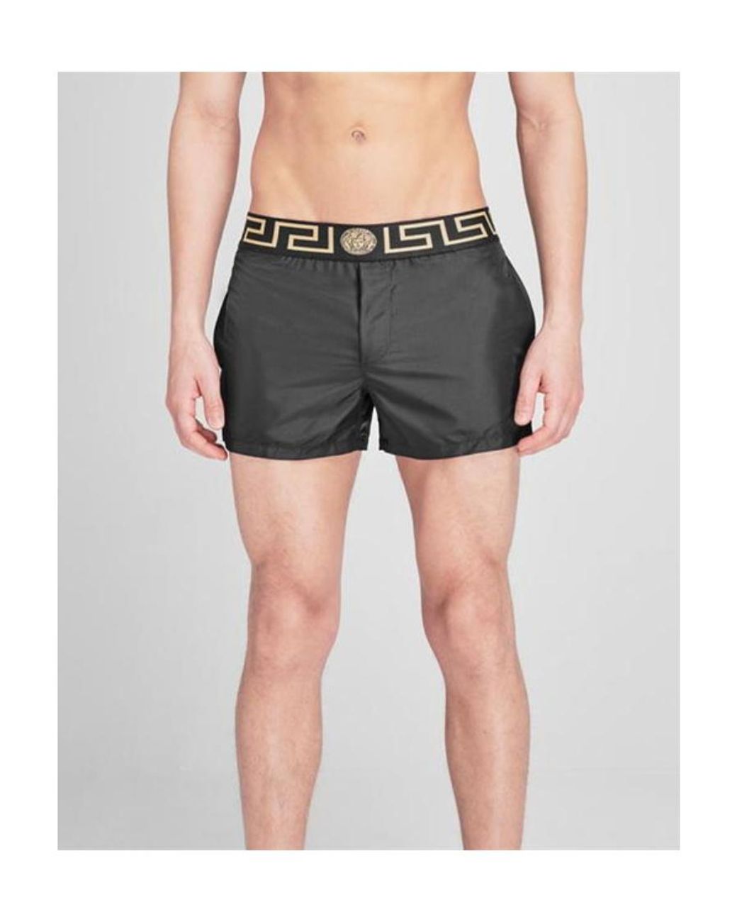 Versace Gray Logo Swimming Trunks for men