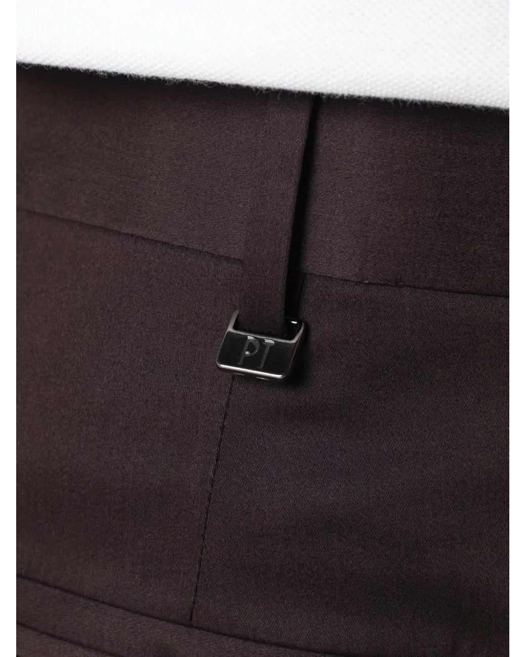 PT01 Black Casual Trousers With Belt Loops for men