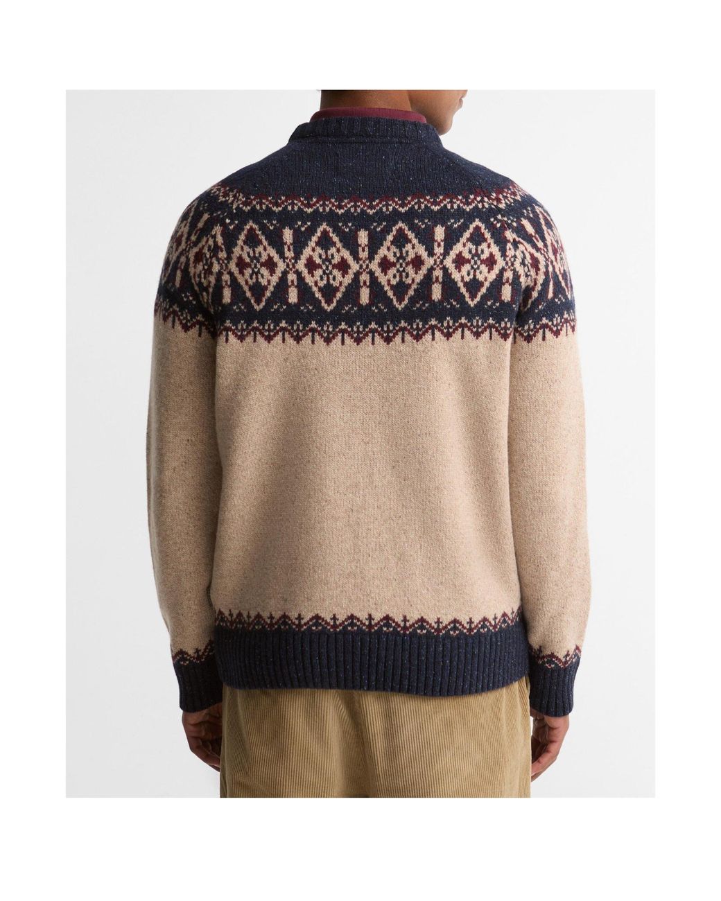 Barbour Blue Crew Neck Fair Isle Knit Sweater for men
