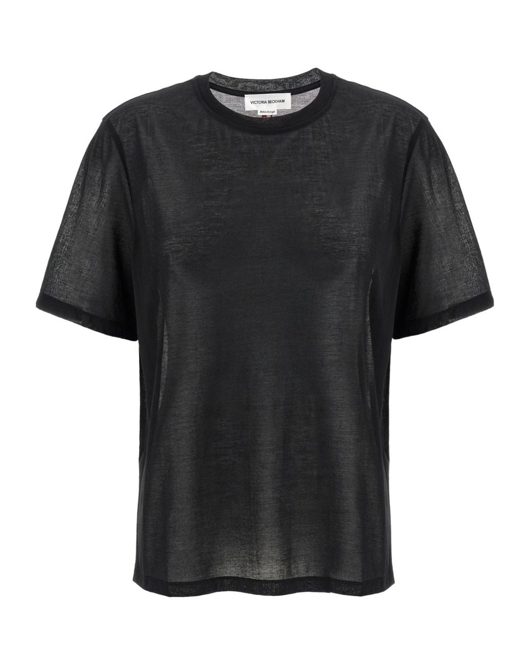 Victoria Beckham Black Logo Embroidered Crewneck T-Shirt