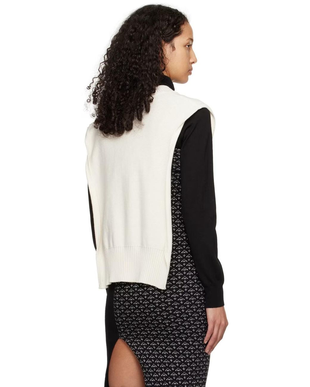 MM6 by Maison Margiela Black Wool Cape Knit Top