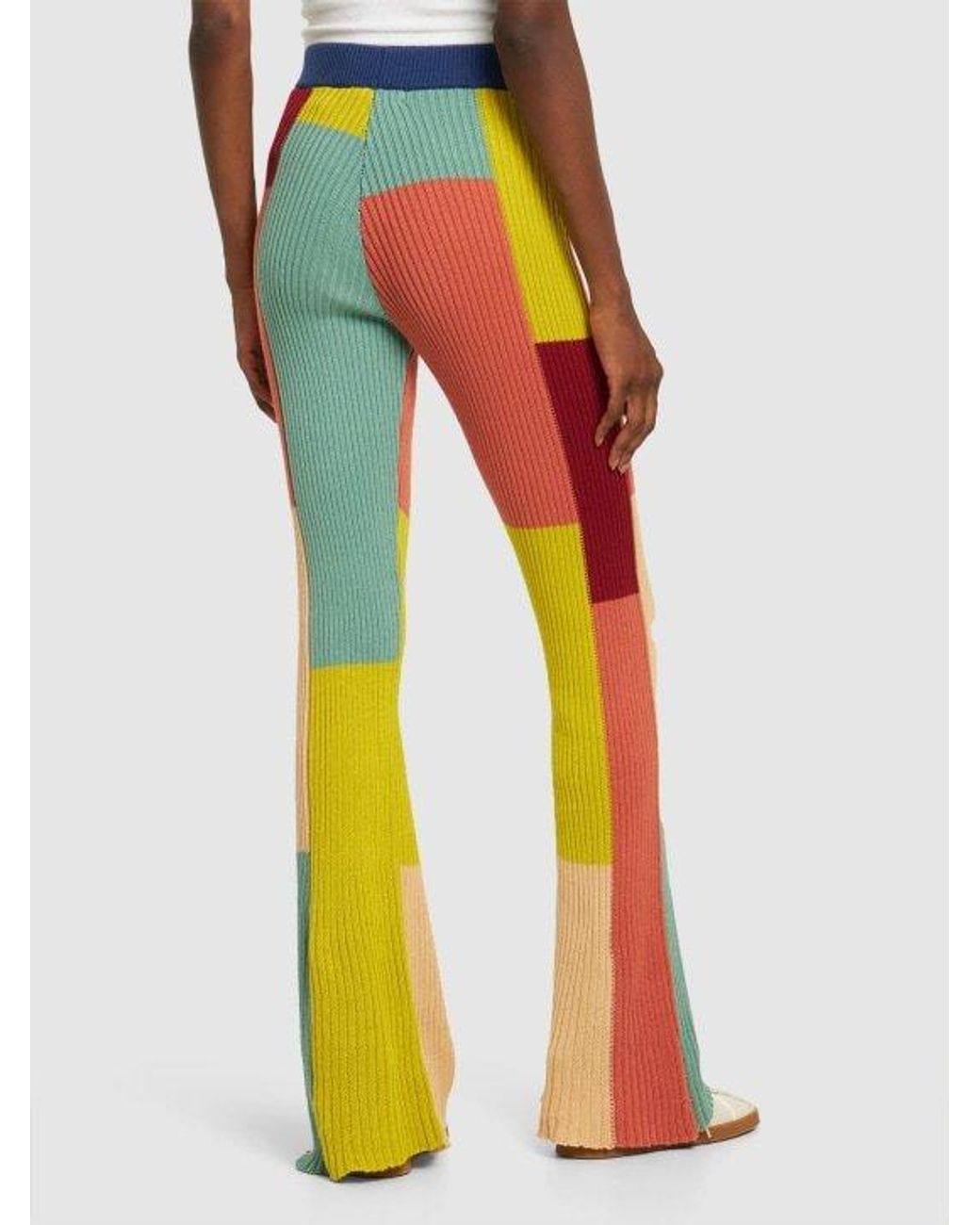 The Elder Statesman Multicolor Color Block Flared Cotton Pants
