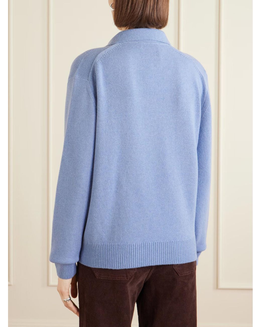 Victoria Beckham Blue Genevieve Wool And Cashmere Polo Shirt