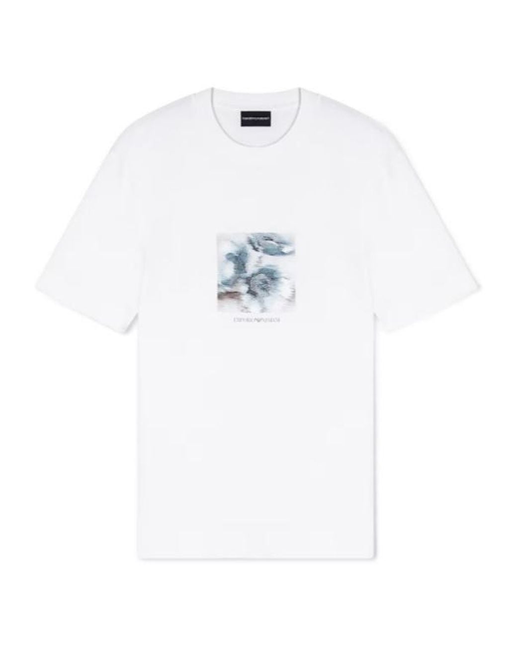 Emporio Armani White Lyocell Blend Jersey T-Shirt With Printed And Embroidered Graphic Design for men