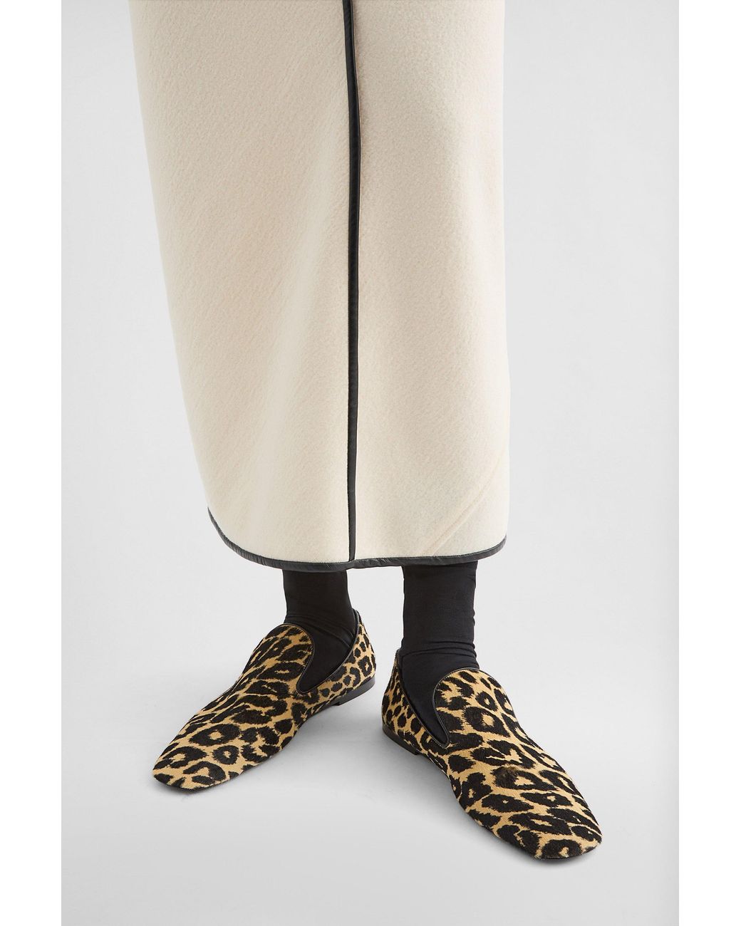 Jil Sander Brown Leopard Printed Slip-On Flat Loafers