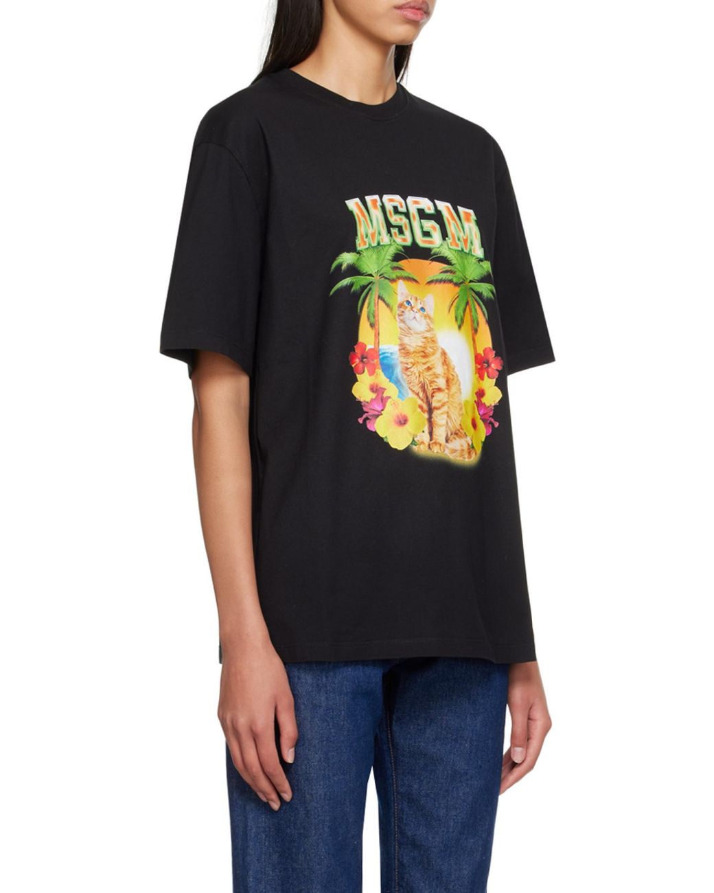 MSGM Black Logo Printed T-Shirt