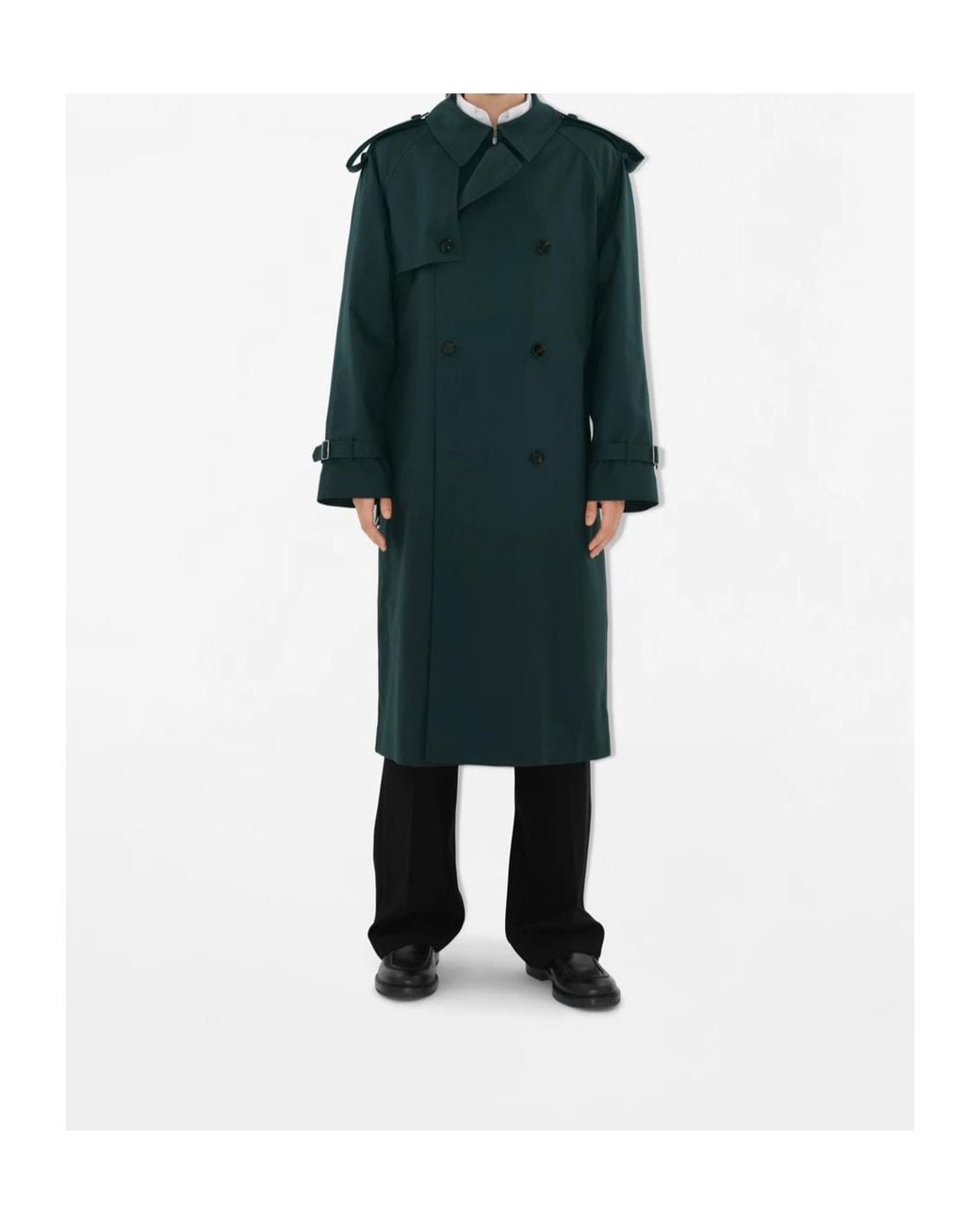 Burberry Green Double Breasted Belted Long Trench Coat for men
