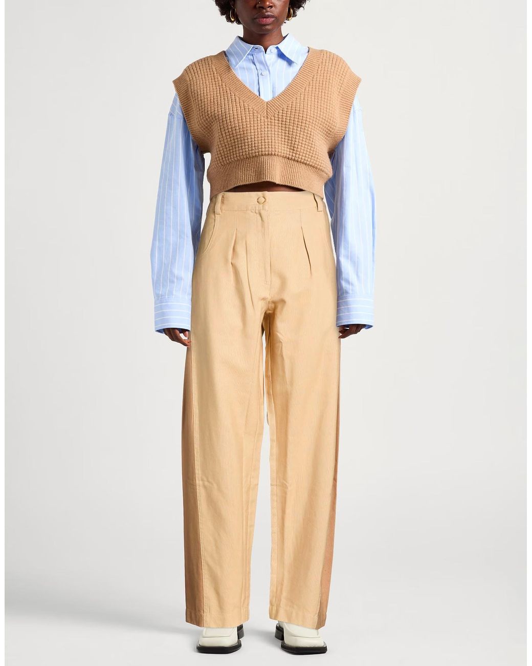 Farm Rio Natural Casual Pants With Belt Loops