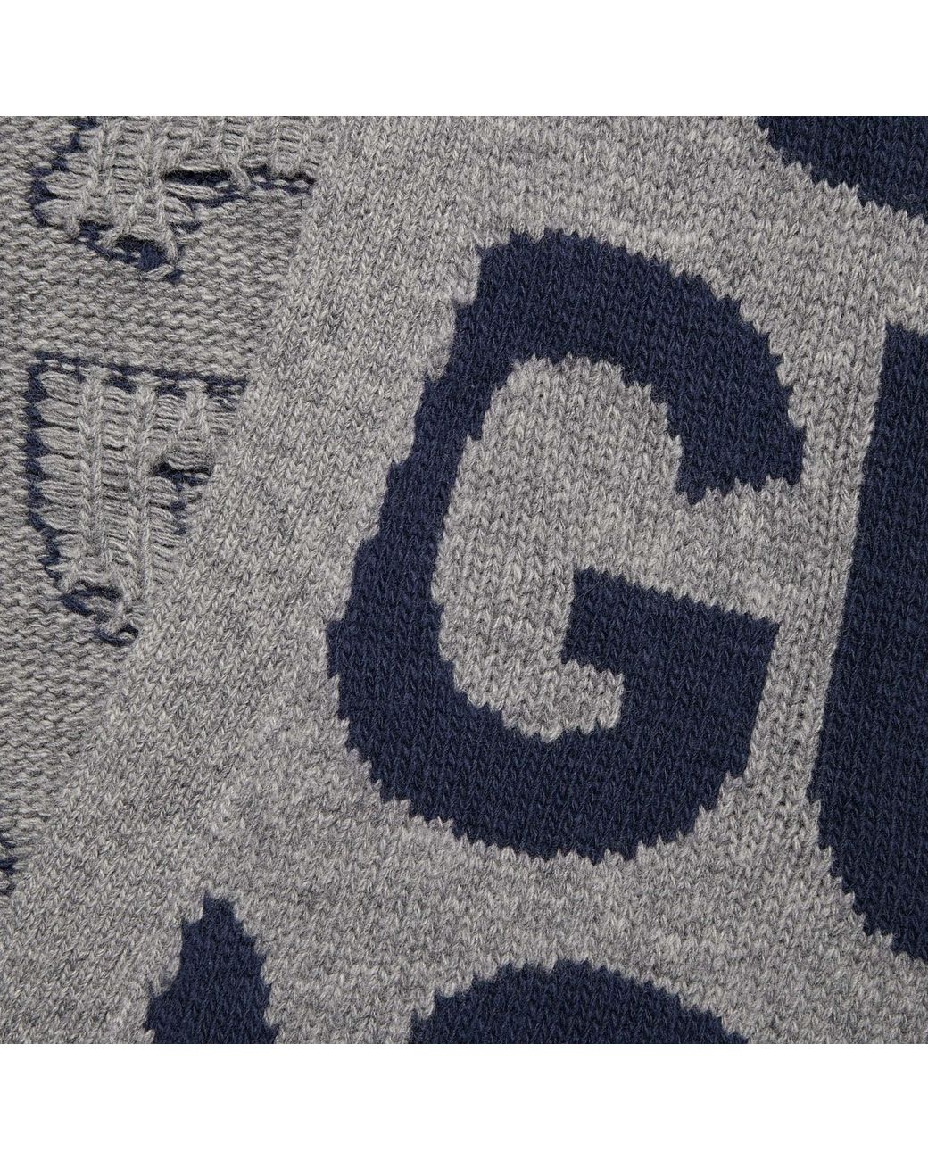 Gucci Blue Wool Cardigan With Intarsia for men