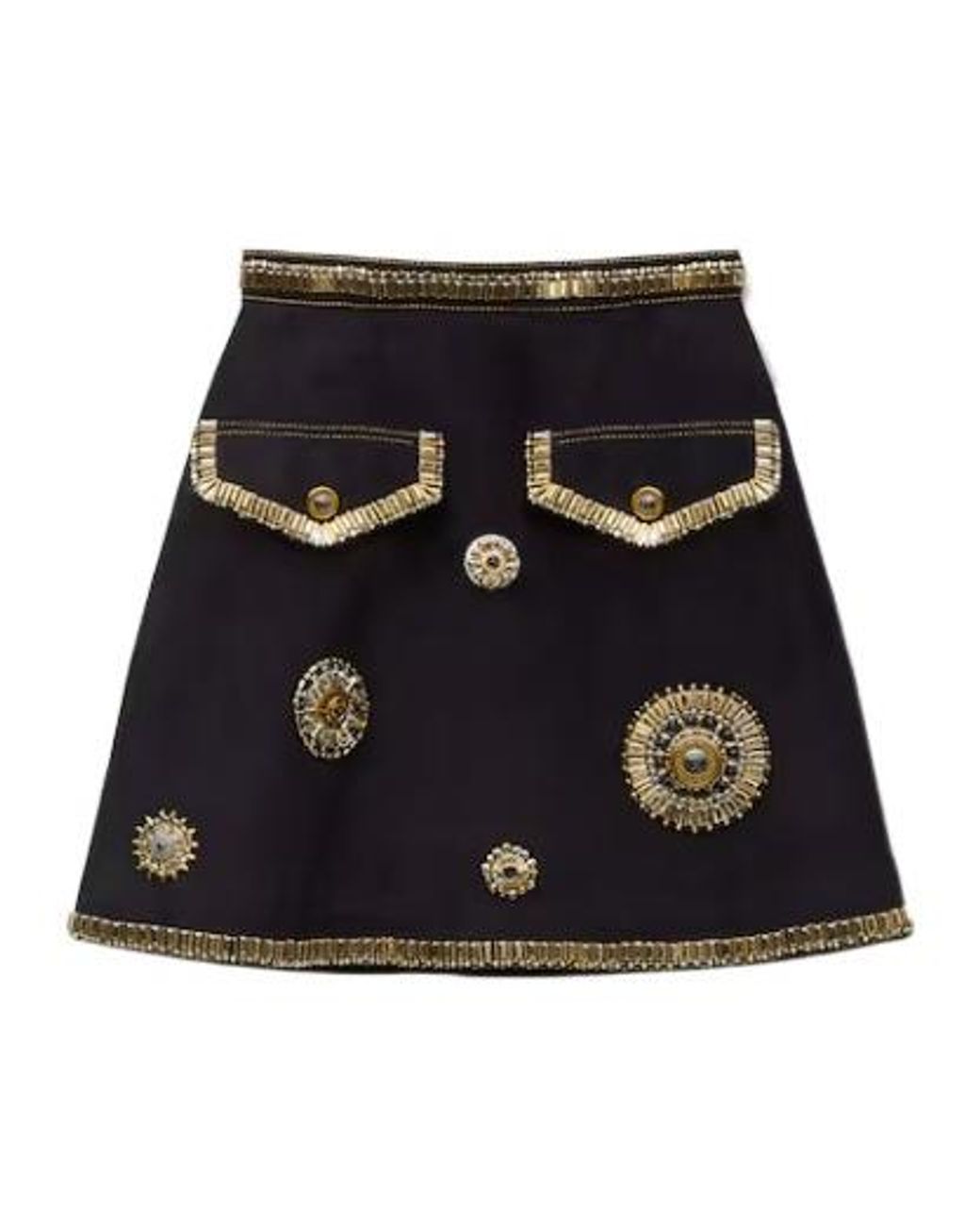 Versace Black Embroidered Mini Skirt