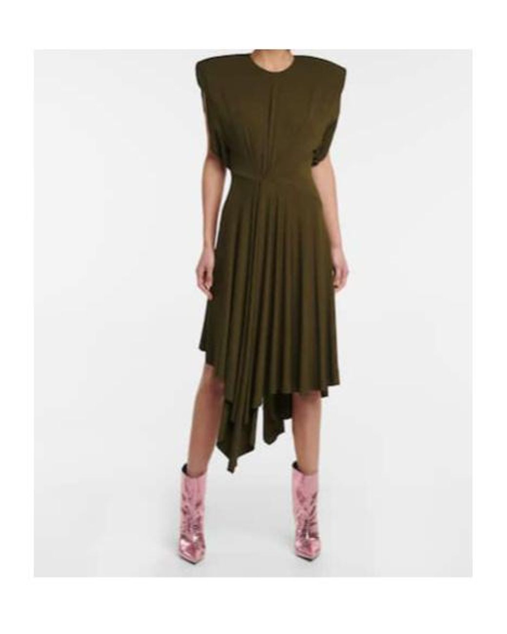 Alexandre Vauthier Green Asymmetric Jersey Midi Dress