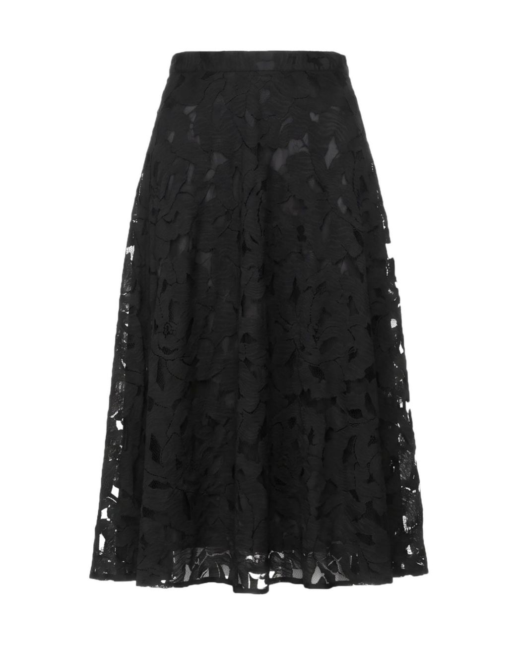 Max Mara Black Solid-Color Mesh Midi Skirt