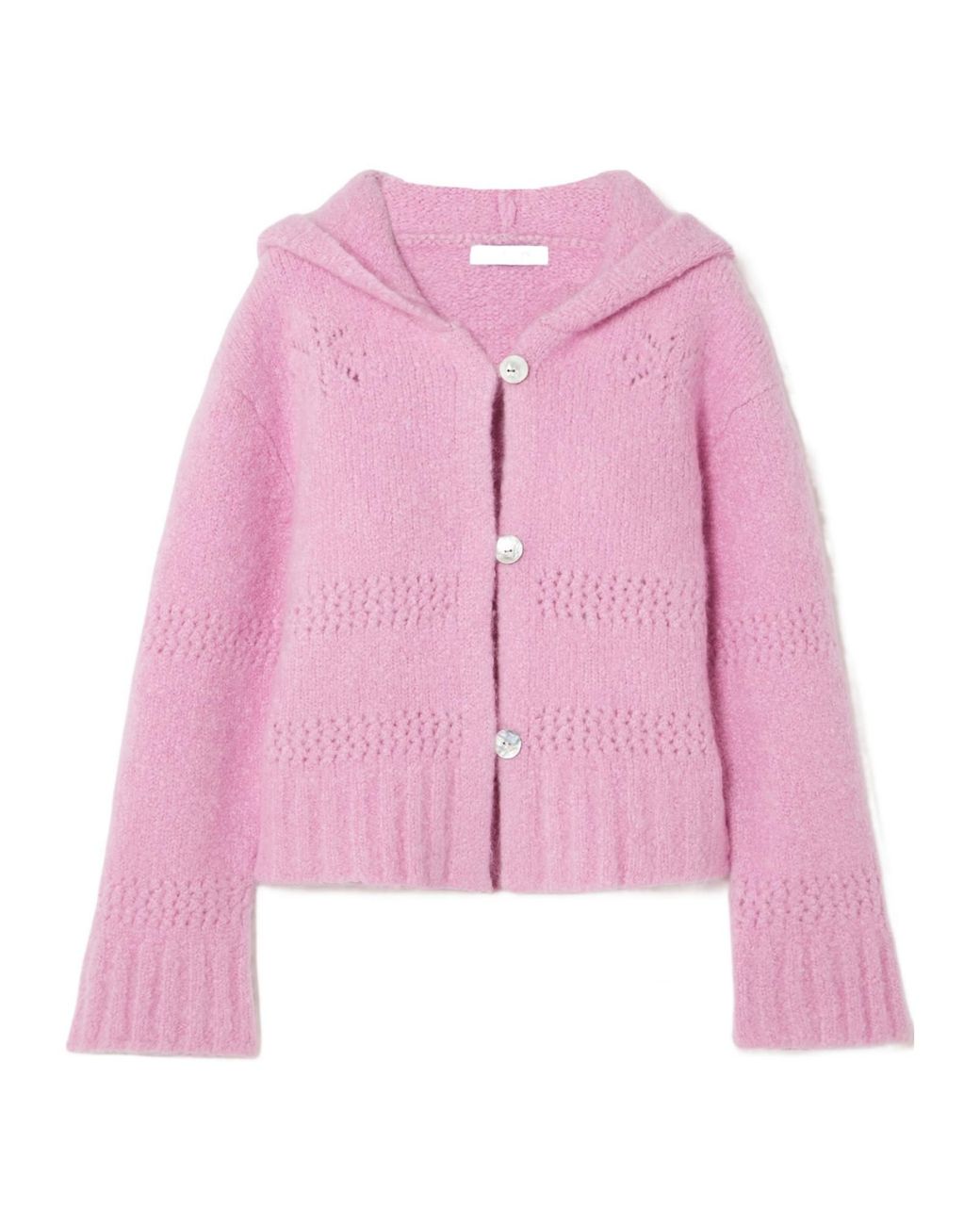 Calle Del Mar Pink Crochet Hooded Cardigan