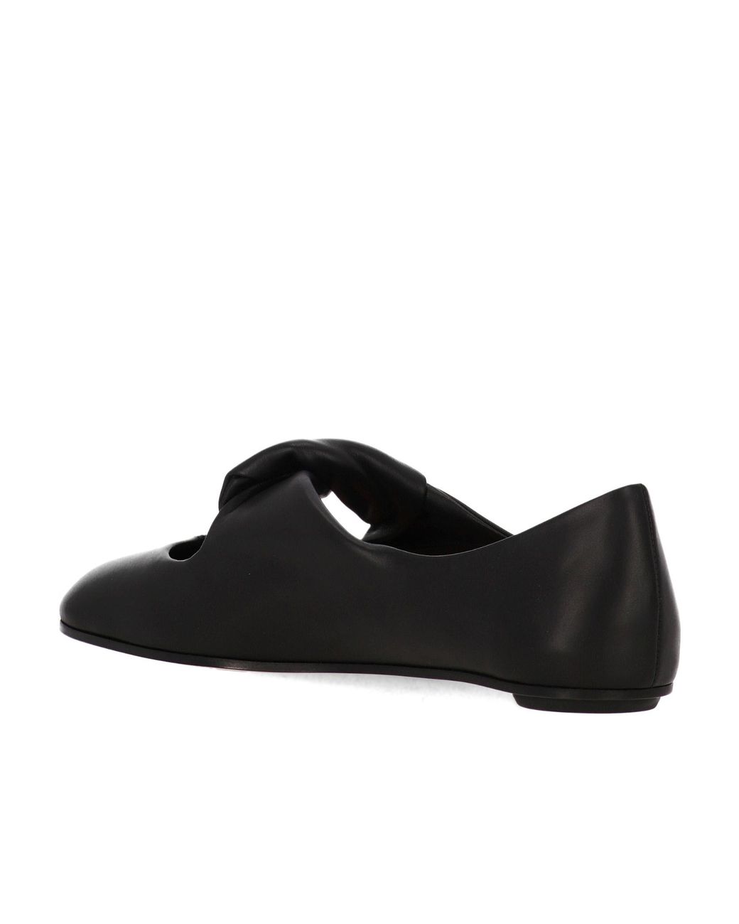 McQueen Black Twist-Detailed Round-Toe Ballet Flats